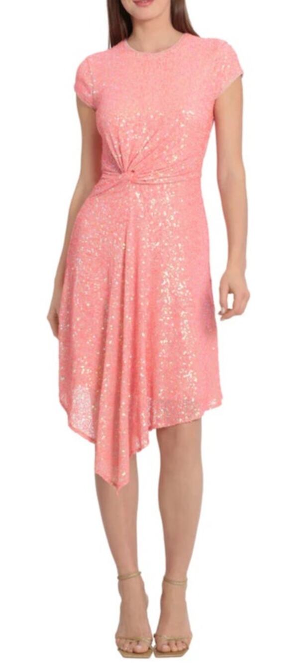 New ~ MAGGY LONDON ~ Melody Twist Waist Sequin Dress Size 14